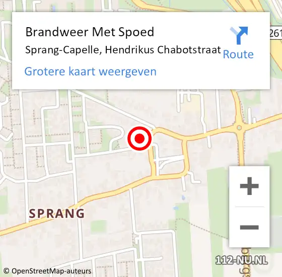 Locatie op kaart van de 112 melding: Brandweer Met Spoed Naar Sprang-Capelle, Hendrikus Chabotstraat op 10 mei 2023 09:20