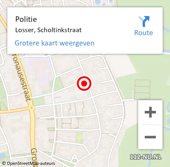Locatie op kaart van de 112 melding: Politie Losser, Scholtinkstraat op 11 mei 2023 20:30