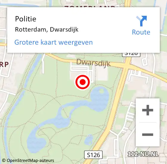 Locatie op kaart van de 112 melding: Politie Rotterdam, Dwarsdijk op 13 mei 2023 14:31