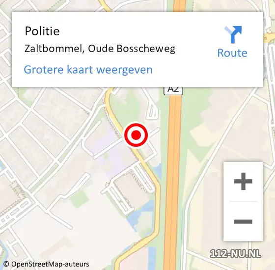 Locatie op kaart van de 112 melding: Politie Zaltbommel, Oude Bosscheweg op 17 mei 2023 12:34
