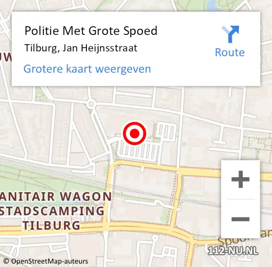 Locatie op kaart van de 112 melding: Politie Met Grote Spoed Naar Tilburg, Jan Heijnsstraat op 29 mei 2023 09:09