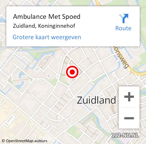 Locatie op kaart van de 112 melding: Ambulance Met Spoed Naar Zuidland, Koninginnehof op 31 mei 2023 07:14