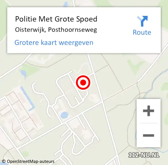 Locatie op kaart van de 112 melding: Politie Met Grote Spoed Naar Oisterwijk, Posthoornseweg op 1 juni 2023 15:08