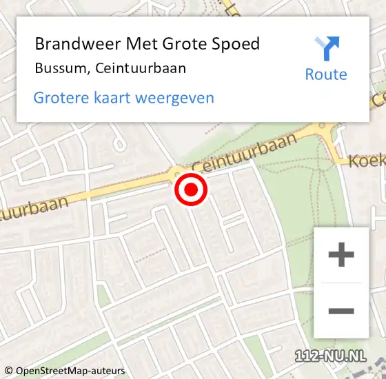 Locatie op kaart van de 112 melding: Brandweer Met Grote Spoed Naar Bussum, Ceintuurbaan op 5 juni 2023 11:11