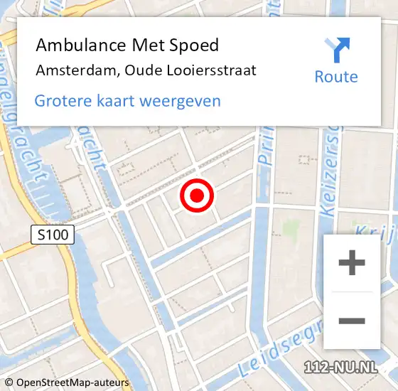 Locatie op kaart van de 112 melding: Ambulance Met Spoed Naar Amsterdam, Oude Looiersstraat op 6 juni 2023 05:04