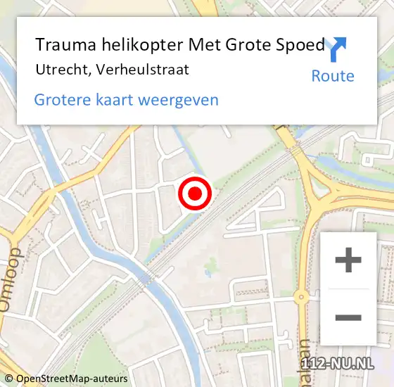 Locatie op kaart van de 112 melding: Trauma helikopter Met Grote Spoed Naar Utrecht, Verheulstraat op 8 juni 2023 16:52