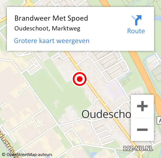 Locatie op kaart van de 112 melding: Brandweer Met Spoed Naar Oudeschoot, Marktweg op 8 juni 2023 17:38