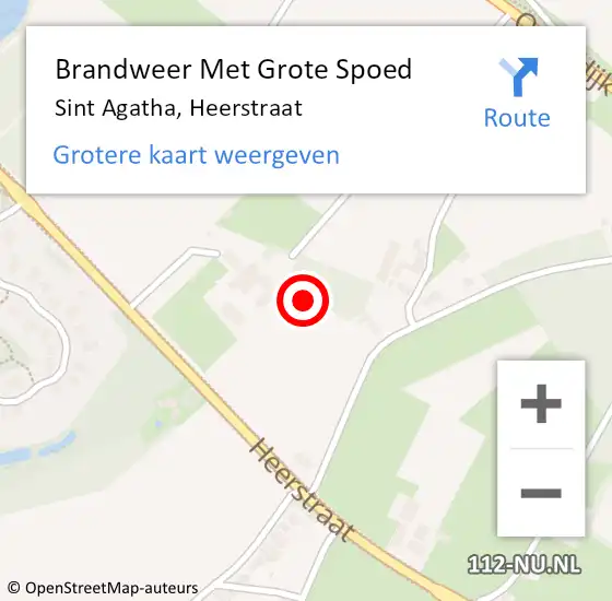 Locatie op kaart van de 112 melding: Brandweer Met Grote Spoed Naar Sint Agatha, Heerstraat op 8 juni 2023 17:47
