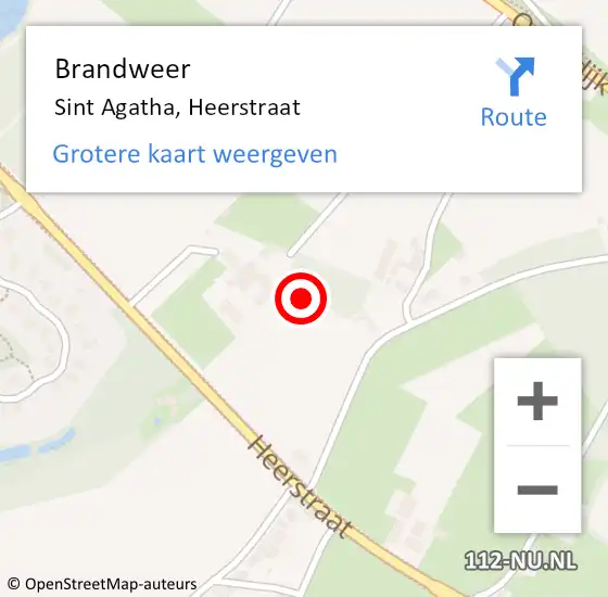 Locatie op kaart van de 112 melding: Brandweer Sint Agatha, Heerstraat op 8 juni 2023 17:47