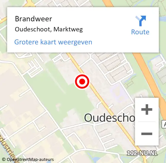 Locatie op kaart van de 112 melding: Brandweer Oudeschoot, Marktweg op 8 juni 2023 18:03
