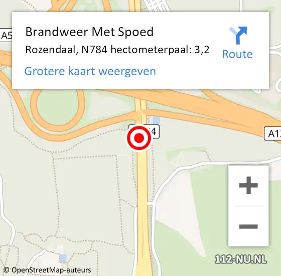 Locatie op kaart van de 112 melding: Brandweer Met Spoed Naar Rozendaal, N784 hectometerpaal: 3,2 op 20 juni 2023 17:57