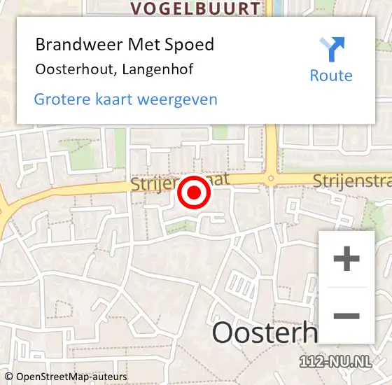 Locatie op kaart van de 112 melding: Brandweer Met Spoed Naar Oosterhout, Langenhof op 24 juni 2023 17:39