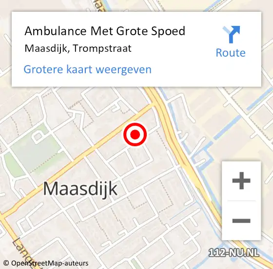 Locatie op kaart van de 112 melding: Ambulance Met Grote Spoed Naar Maasdijk, Trompstraat op 24 juni 2023 23:08