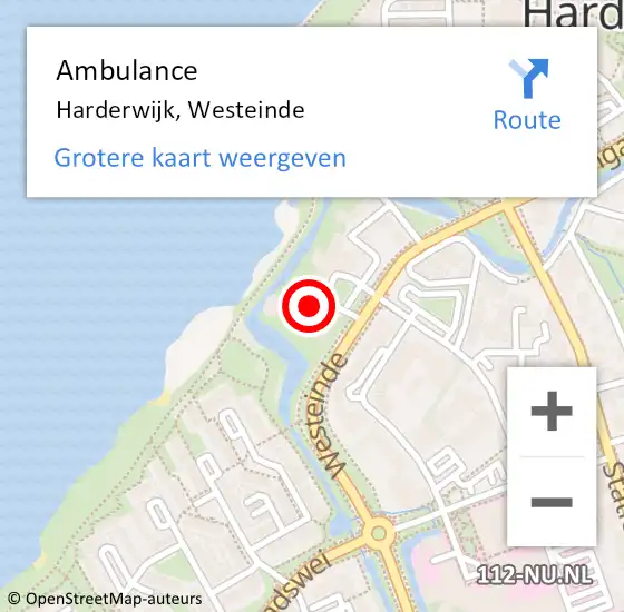 Locatie op kaart van de 112 melding: Ambulance Harderwijk, Westeinde op 29 juni 2023 17:01