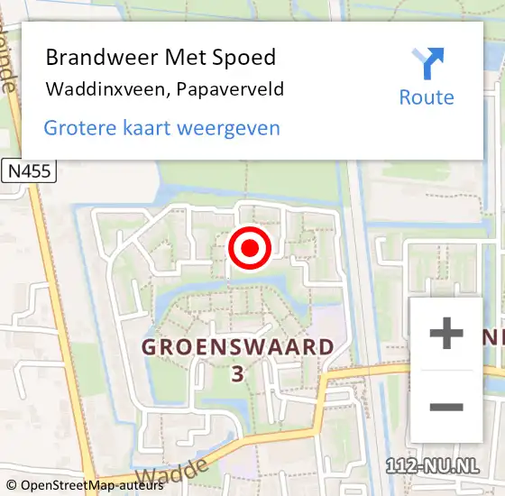 Locatie op kaart van de 112 melding: Brandweer Met Spoed Naar Waddinxveen, Papaverveld op 7 juli 2023 09:30