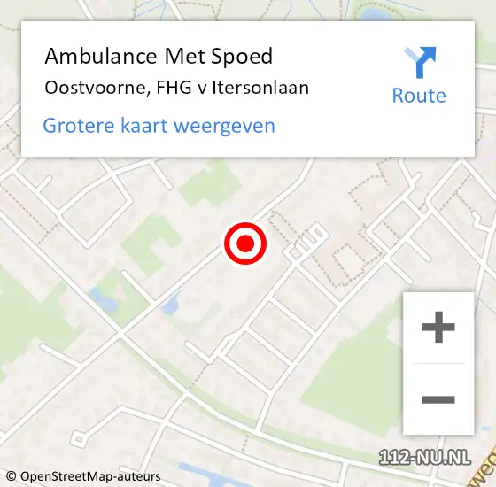 Locatie op kaart van de 112 melding: Ambulance Met Spoed Naar Oostvoorne, FHG v Itersonlaan op 7 juli 2023 20:36