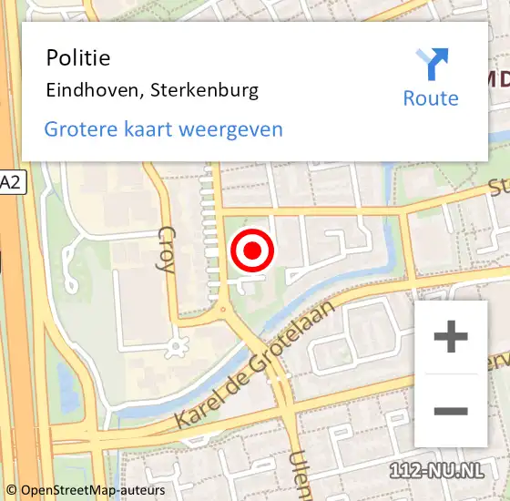 Locatie op kaart van de 112 melding: Politie Eindhoven, Sterkenburg op 10 juli 2023 02:14