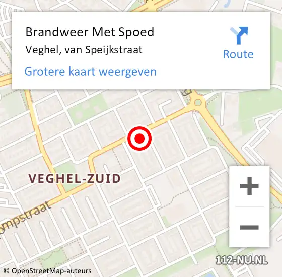 Locatie op kaart van de 112 melding: Brandweer Met Spoed Naar Veghel, van Speijkstraat op 12 juli 2023 14:04