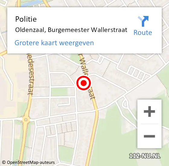 Locatie op kaart van de 112 melding: Politie Oldenzaal, Burgemeester Wallerstraat op 18 juli 2023 19:22