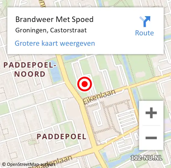 Locatie op kaart van de 112 melding: Brandweer Met Spoed Naar Groningen, Castorstraat op 20 juli 2023 00:52
