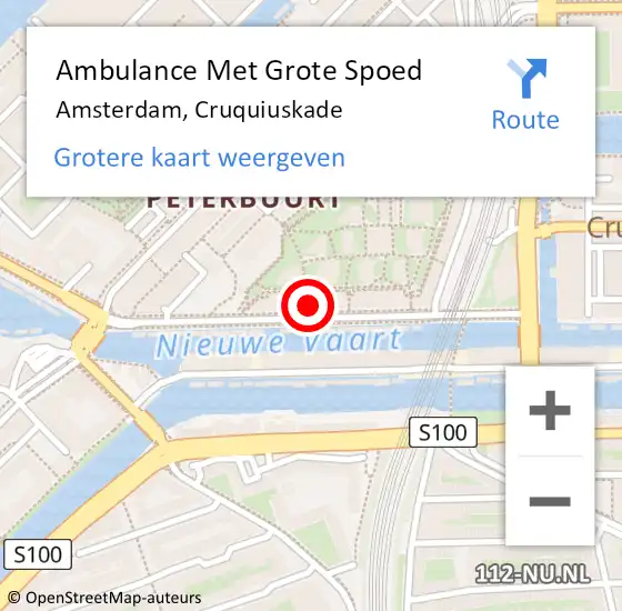 Locatie op kaart van de 112 melding: Ambulance Met Grote Spoed Naar Amsterdam, Cruquiuskade op 20 juli 2023 20:04