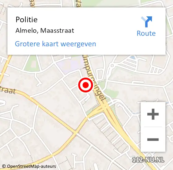 Locatie op kaart van de 112 melding: Politie Almelo, Maasstraat op 31 juli 2023 17:51