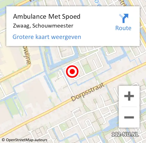 Locatie op kaart van de 112 melding: Ambulance Met Spoed Naar Zwaag, Schouwmeester op 6 augustus 2023 00:40