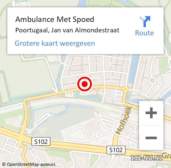 Locatie op kaart van de 112 melding: Ambulance Met Spoed Naar Poortugaal, Jan van Almondestraat op 9 augustus 2023 13:04