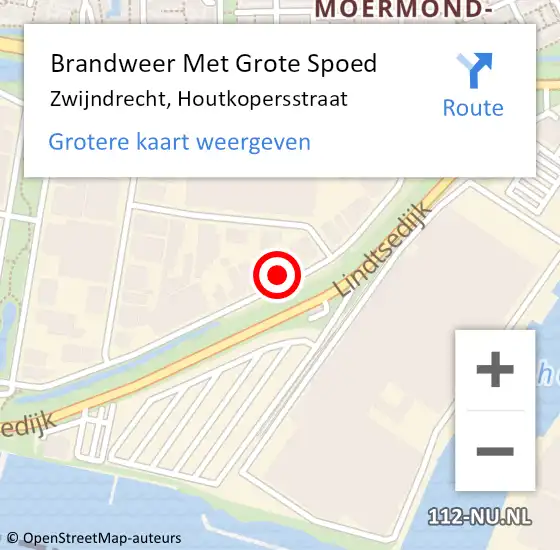 Locatie op kaart van de 112 melding: Brandweer Met Grote Spoed Naar Zwijndrecht, Houtkopersstraat op 4 september 2023 12:30