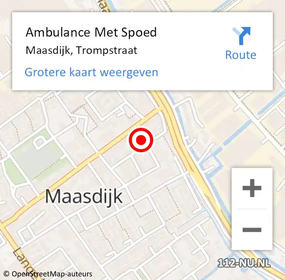 Locatie op kaart van de 112 melding: Ambulance Met Spoed Naar Maasdijk, Trompstraat op 5 september 2023 10:54