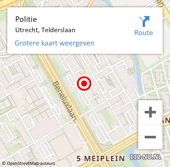 Locatie op kaart van de 112 melding: Politie Utrecht, Telderslaan op 5 september 2023 15:01