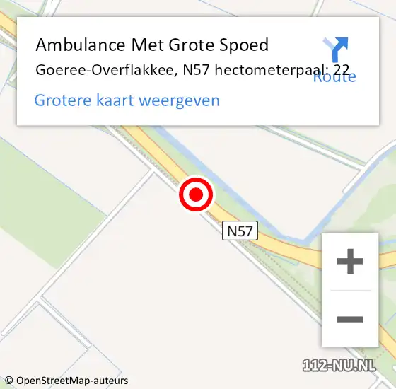 Locatie op kaart van de 112 melding: Ambulance Met Grote Spoed Naar Goeree-Overflakkee, N57 hectometerpaal: 22 op 13 september 2023 16:25