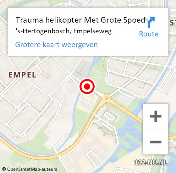 Locatie op kaart van de 112 melding: Trauma helikopter Met Grote Spoed Naar 's-Hertogenbosch, Empelseweg op 18 september 2023 12:56