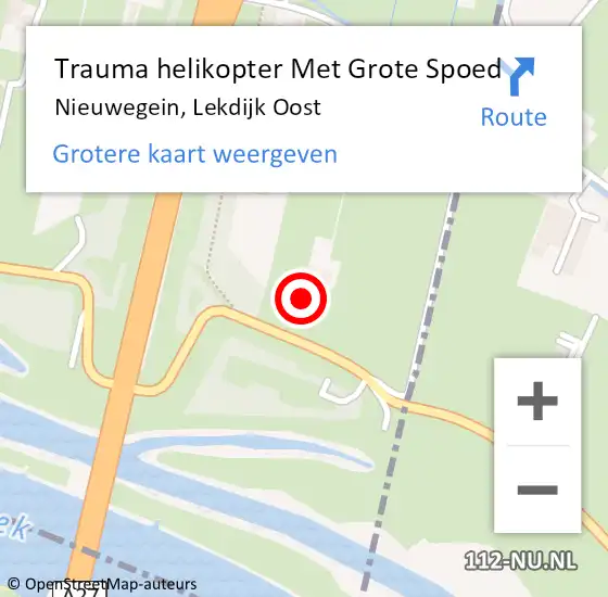 Locatie op kaart van de 112 melding: Trauma helikopter Met Grote Spoed Naar Nieuwegein, Lekdijk Oost op 24 september 2023 18:49