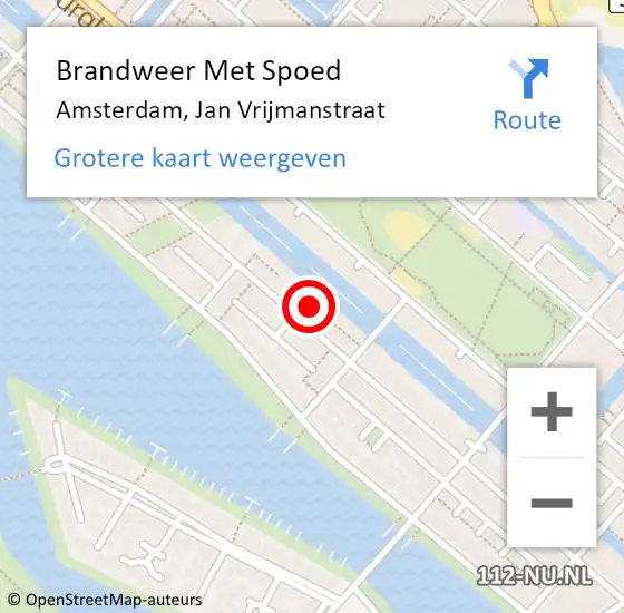 Locatie op kaart van de 112 melding: Brandweer Met Spoed Naar Amsterdam, Jan Vrijmanstraat op 28 september 2023 13:11