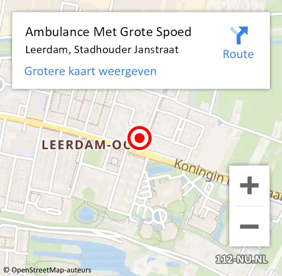 Locatie op kaart van de 112 melding: Ambulance Met Grote Spoed Naar Leerdam, Stadhouder Janstraat op 1 oktober 2023 03:34