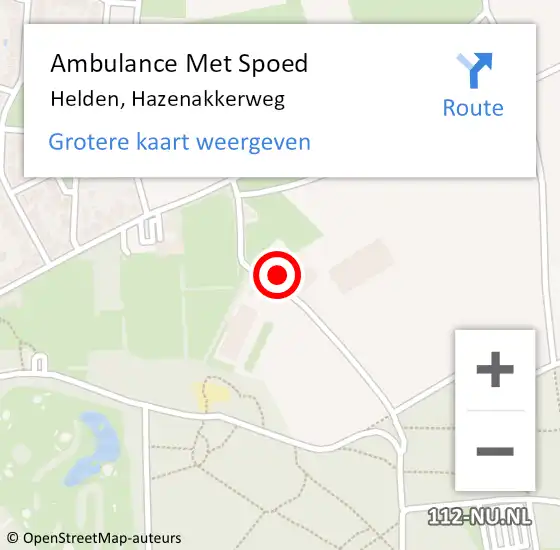 Locatie op kaart van de 112 melding: Ambulance Met Spoed Naar Helden, Hazenakkerweg op 10 september 2014 10:34