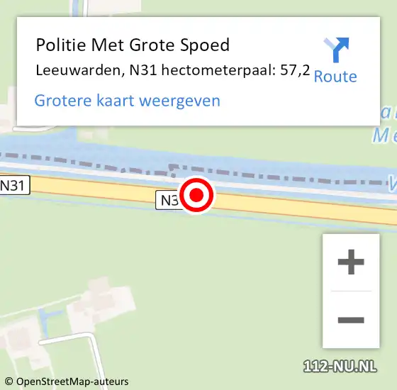 Locatie op kaart van de 112 melding: Politie Met Grote Spoed Naar Leeuwarden, N31 hectometerpaal: 57,2 op 6 oktober 2023 15:58