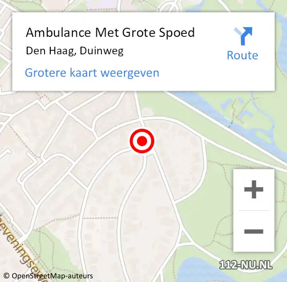 Locatie op kaart van de 112 melding: Ambulance Met Grote Spoed Naar Den Haag, Duinweg op 10 oktober 2023 20:44