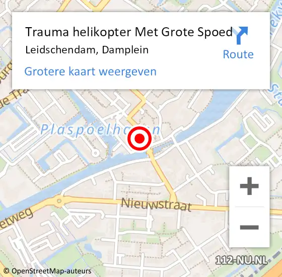 Locatie op kaart van de 112 melding: Trauma helikopter Met Grote Spoed Naar Leidschendam, Damplein op 10 oktober 2023 23:11
