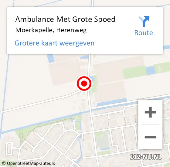 Locatie op kaart van de 112 melding: Ambulance Met Grote Spoed Naar Moerkapelle, Herenweg op 14 oktober 2023 15:08