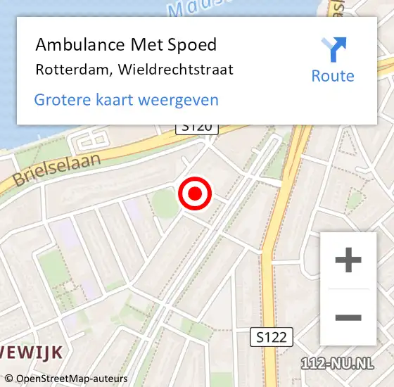Locatie op kaart van de 112 melding: Ambulance Met Spoed Naar Rotterdam, Wieldrechtstraat op 23 oktober 2023 14:21
