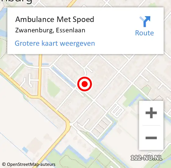 Locatie op kaart van de 112 melding: Ambulance Met Spoed Naar Zwanenburg, Essenlaan op 26 oktober 2023 05:03