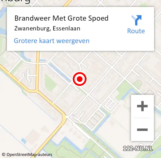 Locatie op kaart van de 112 melding: Brandweer Met Grote Spoed Naar Zwanenburg, Essenlaan op 26 oktober 2023 05:20