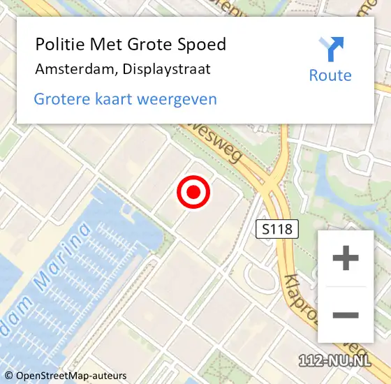 Locatie op kaart van de 112 melding: Politie Met Grote Spoed Naar Amsterdam, Displaystraat op 26 oktober 2023 21:03