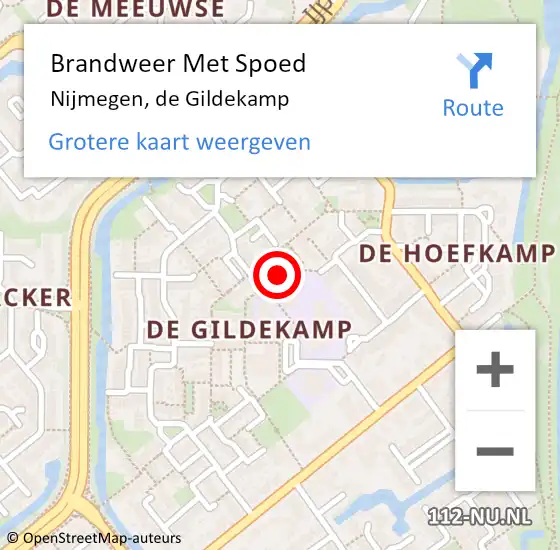 Locatie op kaart van de 112 melding: Brandweer Met Spoed Naar Nijmegen, de Gildekamp op 2 november 2023 19:45
