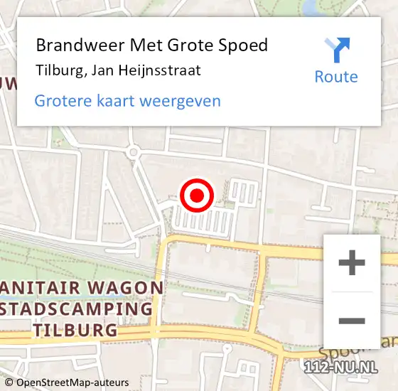 Locatie op kaart van de 112 melding: Brandweer Met Grote Spoed Naar Tilburg, Jan Heijnsstraat op 14 november 2023 12:02
