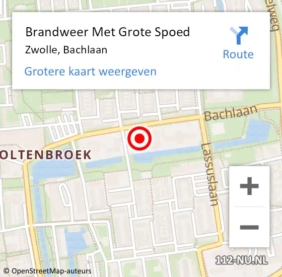 Locatie op kaart van de 112 melding: Brandweer Met Grote Spoed Naar Zwolle, Bachlaan op 16 november 2023 11:27