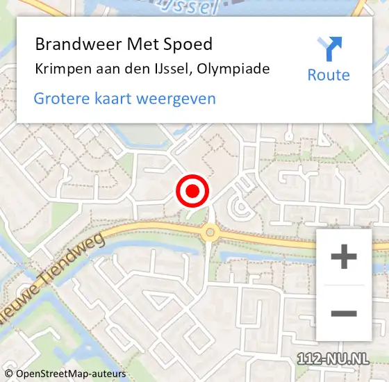 Locatie op kaart van de 112 melding: Brandweer Met Spoed Naar Krimpen aan den IJssel, Olympiade op 10 december 2023 11:11