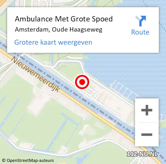 Locatie op kaart van de 112 melding: Ambulance Met Grote Spoed Naar Amsterdam, Oude Haagseweg op 14 december 2023 16:37